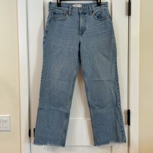 Abercrombie Fitch The Baggy Low Rise Jeans 28 Denim Distressed‎ Cowboy Raw Edge